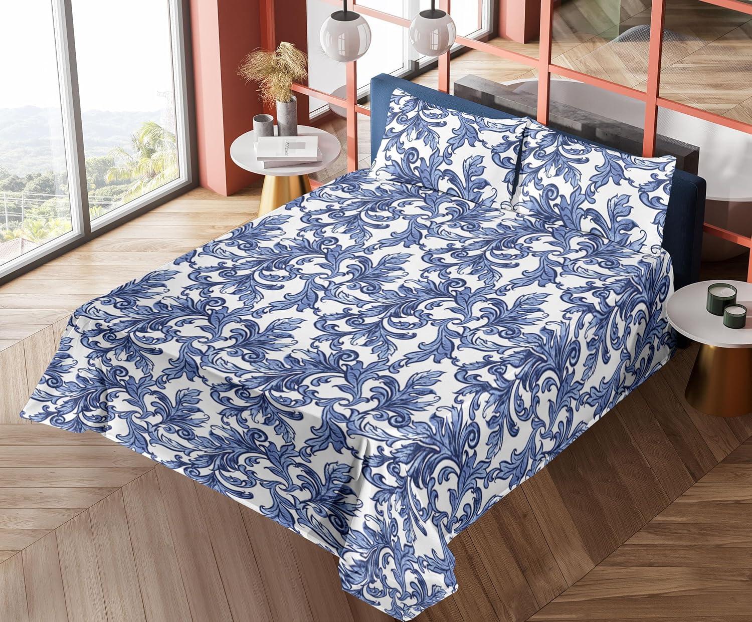 imageAmbesonne Tropical Sheet Set Neutral Colors Boho Silhouettes of Exotic Jungle Leaves Gothic Vibes Fitted and Flat Sheet with Pillowcases Bedding Accent 4 Piece Set Queen Charcoal Grey Pale GreyBlue White Dark Ceil