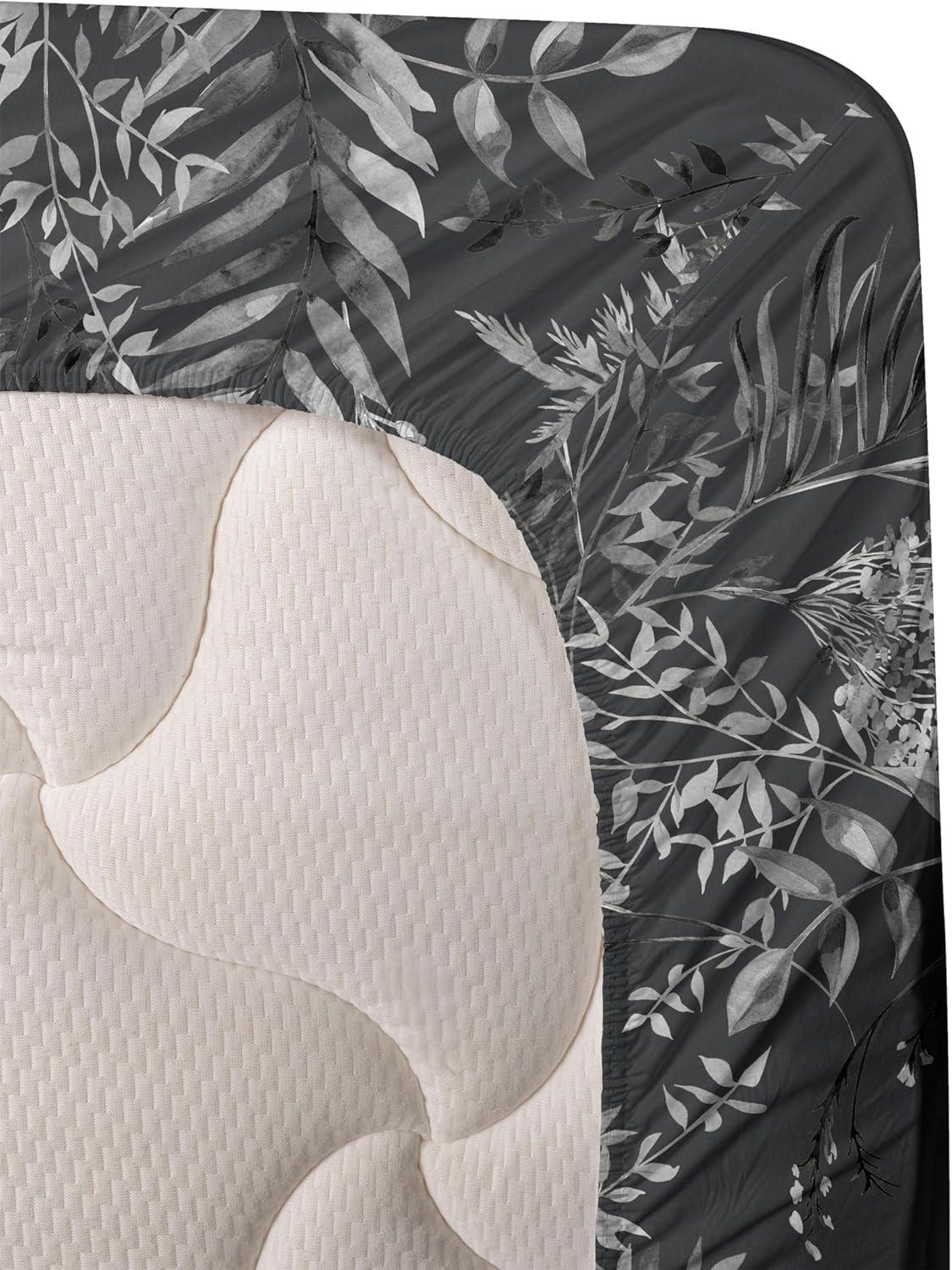 imageAmbesonne Tropical Sheet Set Neutral Colors Boho Silhouettes of Exotic Jungle Leaves Gothic Vibes Fitted and Flat Sheet with Pillowcases Bedding Accent 4 Piece Set Queen Charcoal Grey Pale GreyCharcoal Grey