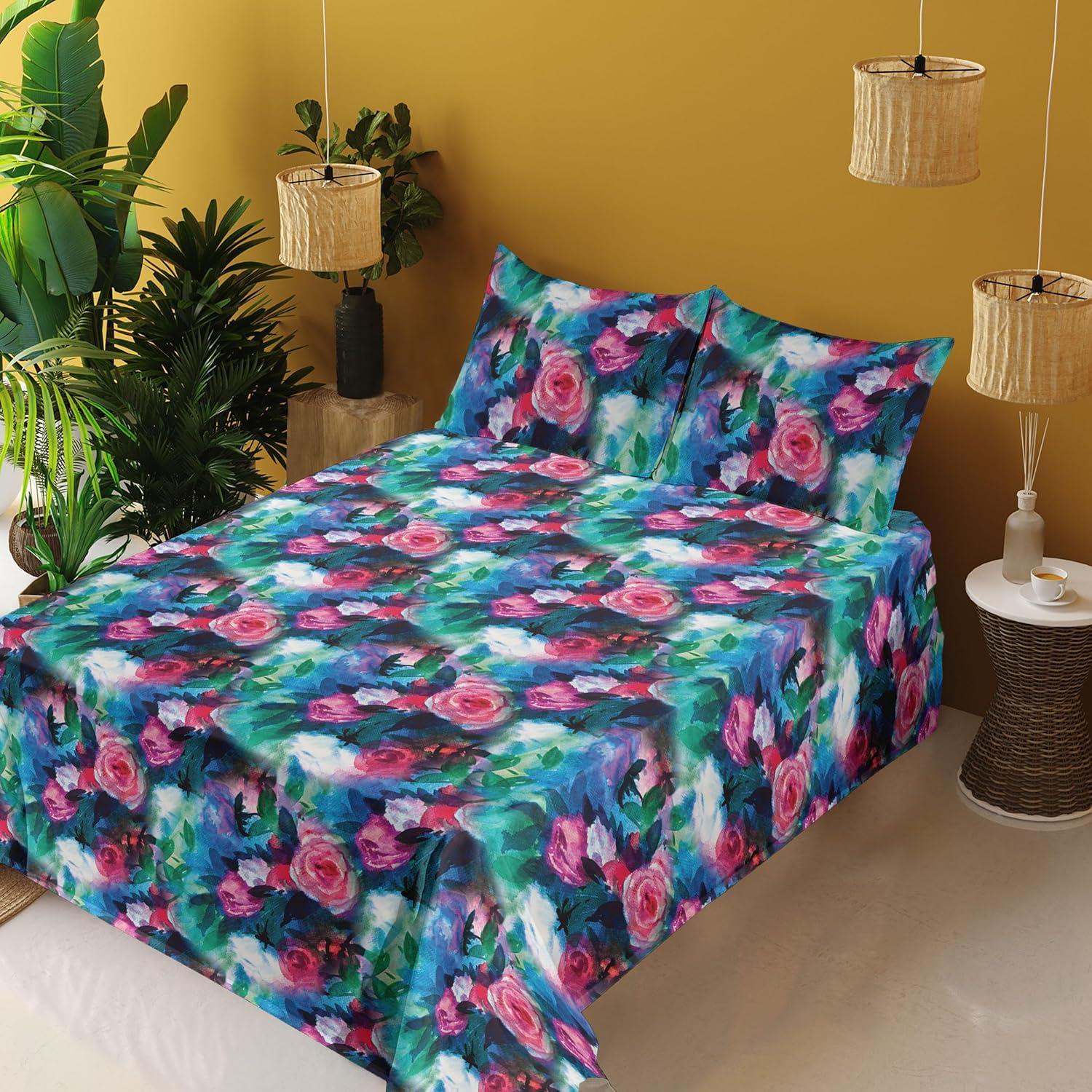 imageAmbesonne Tropical Sheet Set Neutral Colors Boho Silhouettes of Exotic Jungle Leaves Gothic Vibes Fitted and Flat Sheet with Pillowcases Bedding Accent 4 Piece Set Queen Charcoal Grey Pale GreyCoral Shamrock Green