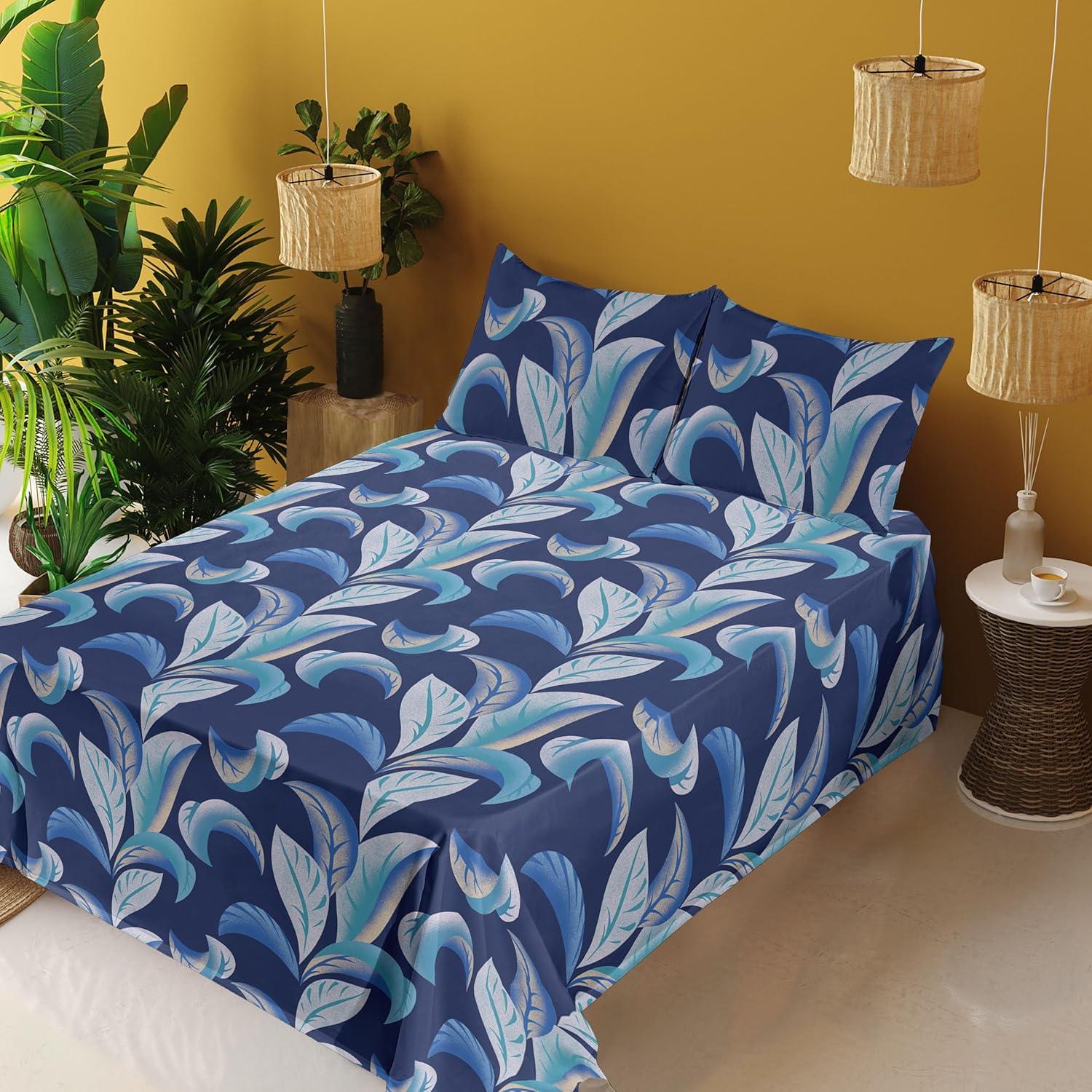 imageAmbesonne Tropical Sheet Set Neutral Colors Boho Silhouettes of Exotic Jungle Leaves Gothic Vibes Fitted and Flat Sheet with Pillowcases Bedding Accent 4 Piece Set Queen Charcoal Grey Pale GreyDark Lavender and Turquoise