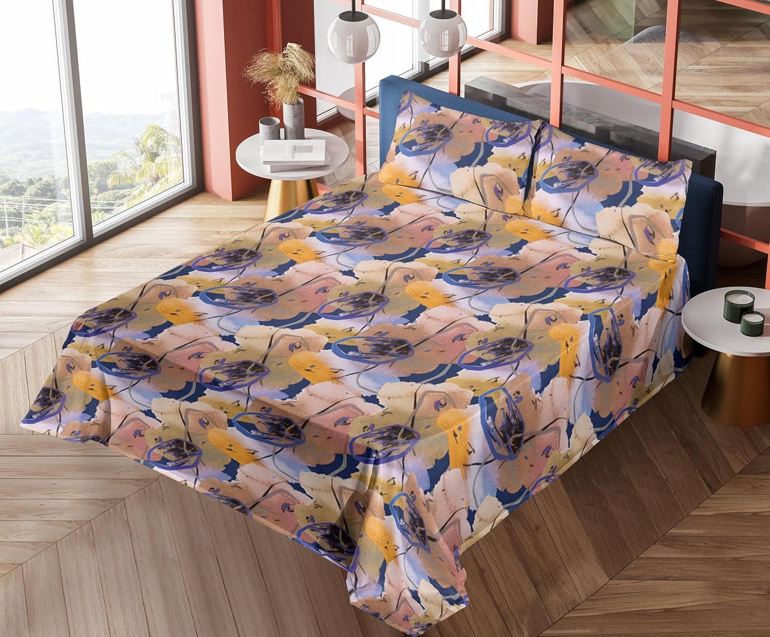 imageAmbesonne Tropical Sheet Set Neutral Colors Boho Silhouettes of Exotic Jungle Leaves Gothic Vibes Fitted and Flat Sheet with Pillowcases Bedding Accent 4 Piece Set Queen Charcoal Grey Pale GreyDark Lavender and Marigold