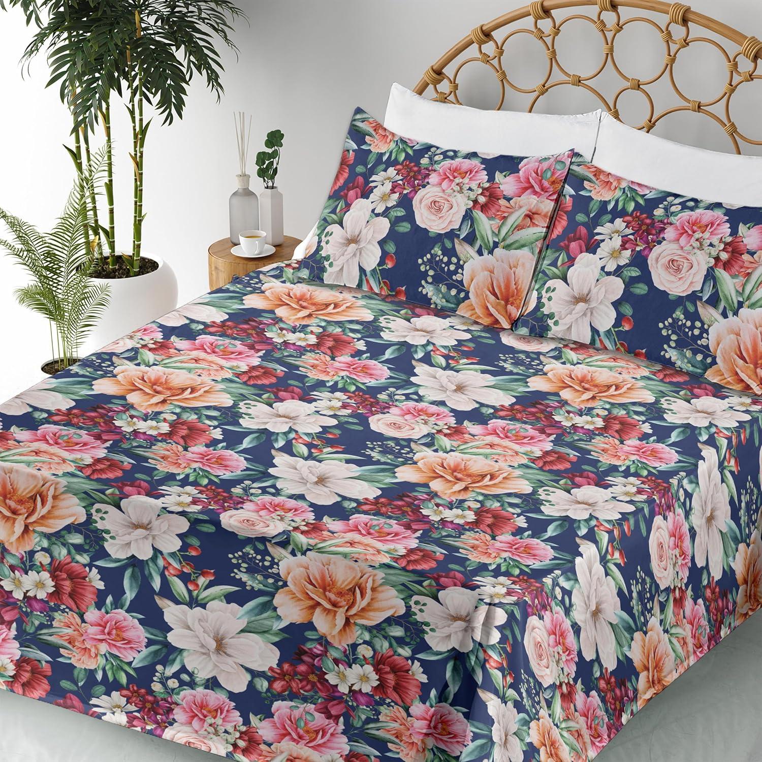 imageAmbesonne Tropical Sheet Set Neutral Colors Boho Silhouettes of Exotic Jungle Leaves Gothic Vibes Fitted and Flat Sheet with Pillowcases Bedding Accent 4 Piece Set Queen Charcoal Grey Pale GreyPale Vermilion Eggshell