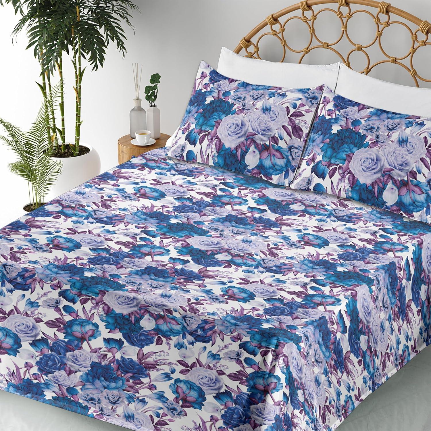 imageAmbesonne Tropical Sheet Set Neutral Colors Boho Silhouettes of Exotic Jungle Leaves Gothic Vibes Fitted and Flat Sheet with Pillowcases Bedding Accent 4 Piece Set Queen Charcoal Grey Pale GreyDark Violet Dark Magenta