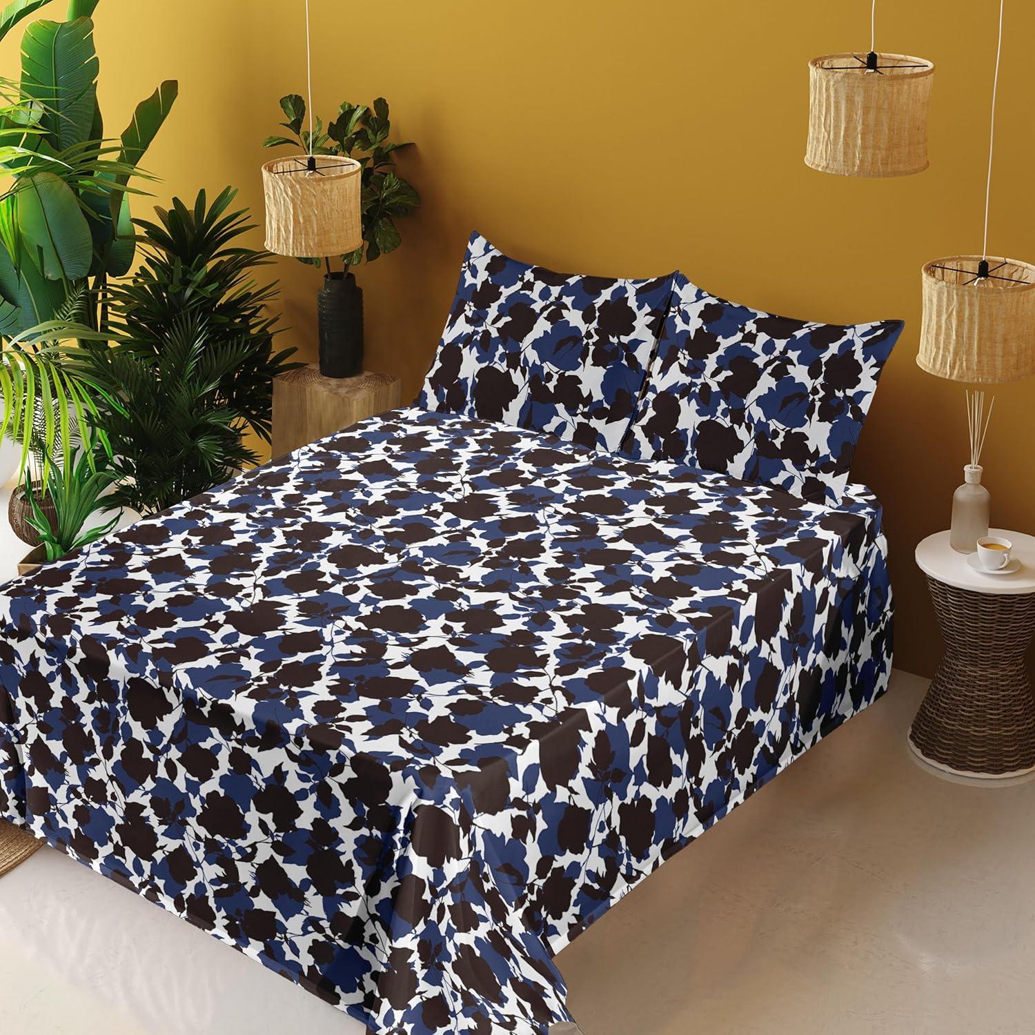 imageAmbesonne Tropical Sheet Set Neutral Colors Boho Silhouettes of Exotic Jungle Leaves Gothic Vibes Fitted and Flat Sheet with Pillowcases Bedding Accent 4 Piece Set Queen Charcoal Grey Pale GreyDark Lavender and White