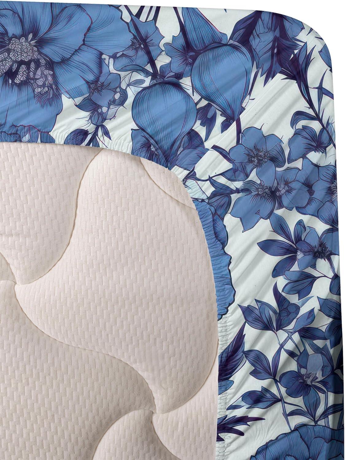 imageAmbesonne Tropical Sheet Set Neutral Colors Boho Silhouettes of Exotic Jungle Leaves Gothic Vibes Fitted and Flat Sheet with Pillowcases Bedding Accent 4 Piece Set Queen Charcoal Grey Pale GreyDark Ceil Blue and Soft Blue