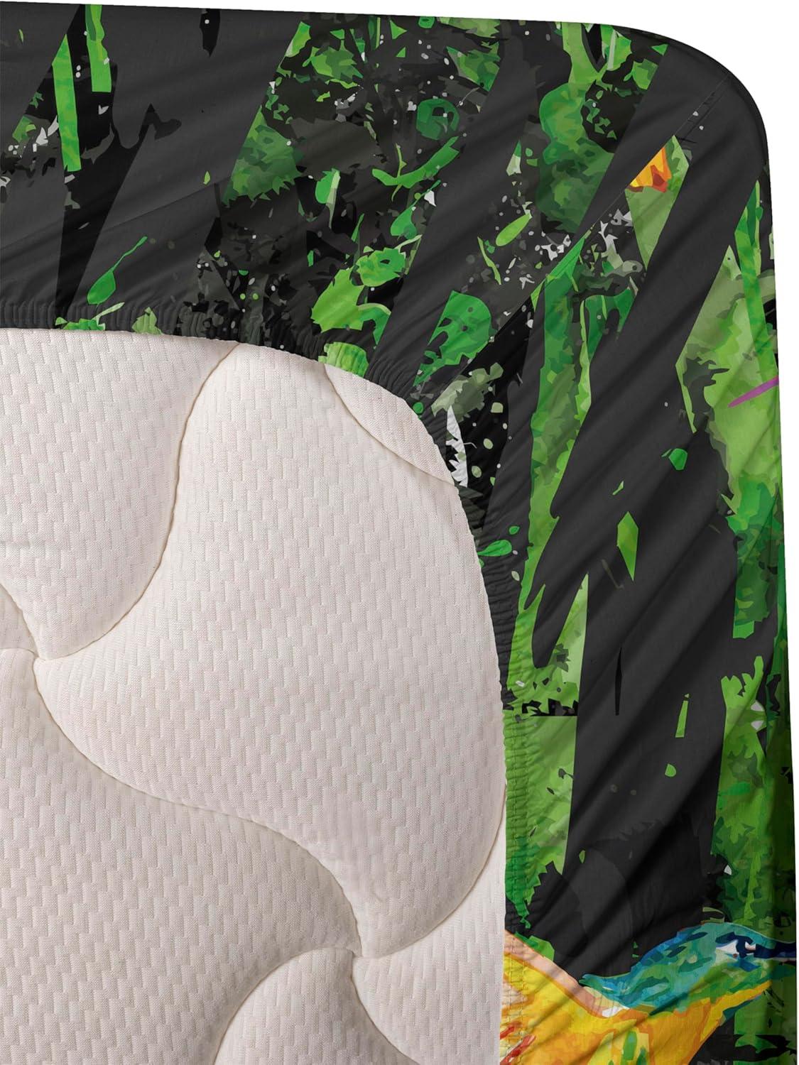 imageAmbesonne Tropical Sheet Set Neutral Colors Boho Silhouettes of Exotic Jungle Leaves Gothic Vibes Fitted and Flat Sheet with Pillowcases Bedding Accent 4 Piece Set Queen Charcoal Grey Pale GreyFern Green