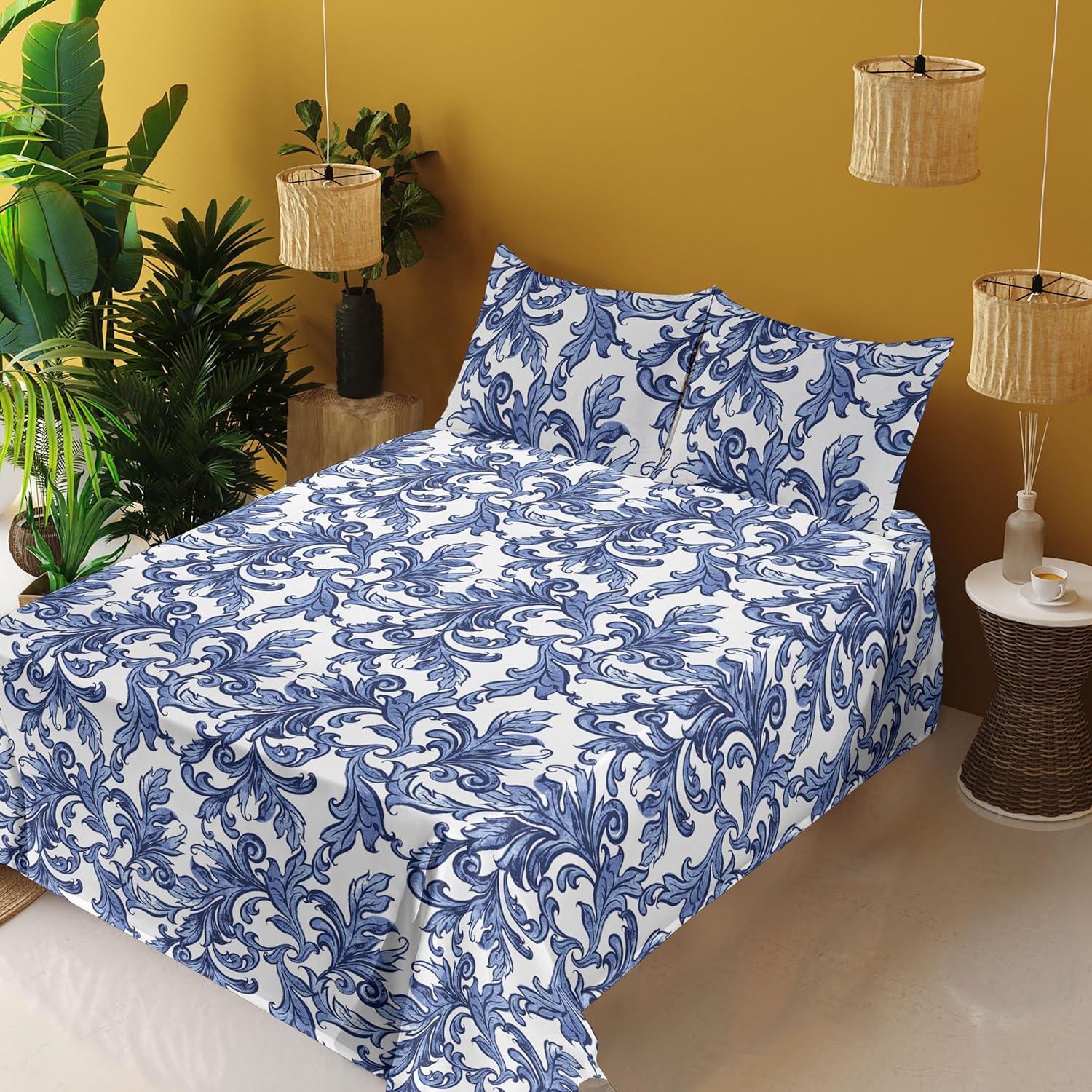 imageAmbesonne Tropical Sheet Set Neutral Colors Boho Silhouettes of Exotic Jungle Leaves Gothic Vibes Fitted and Flat Sheet with Pillowcases Bedding Accent 4 Piece Set Queen Charcoal Grey Pale GreyBlue White Dark Ceil