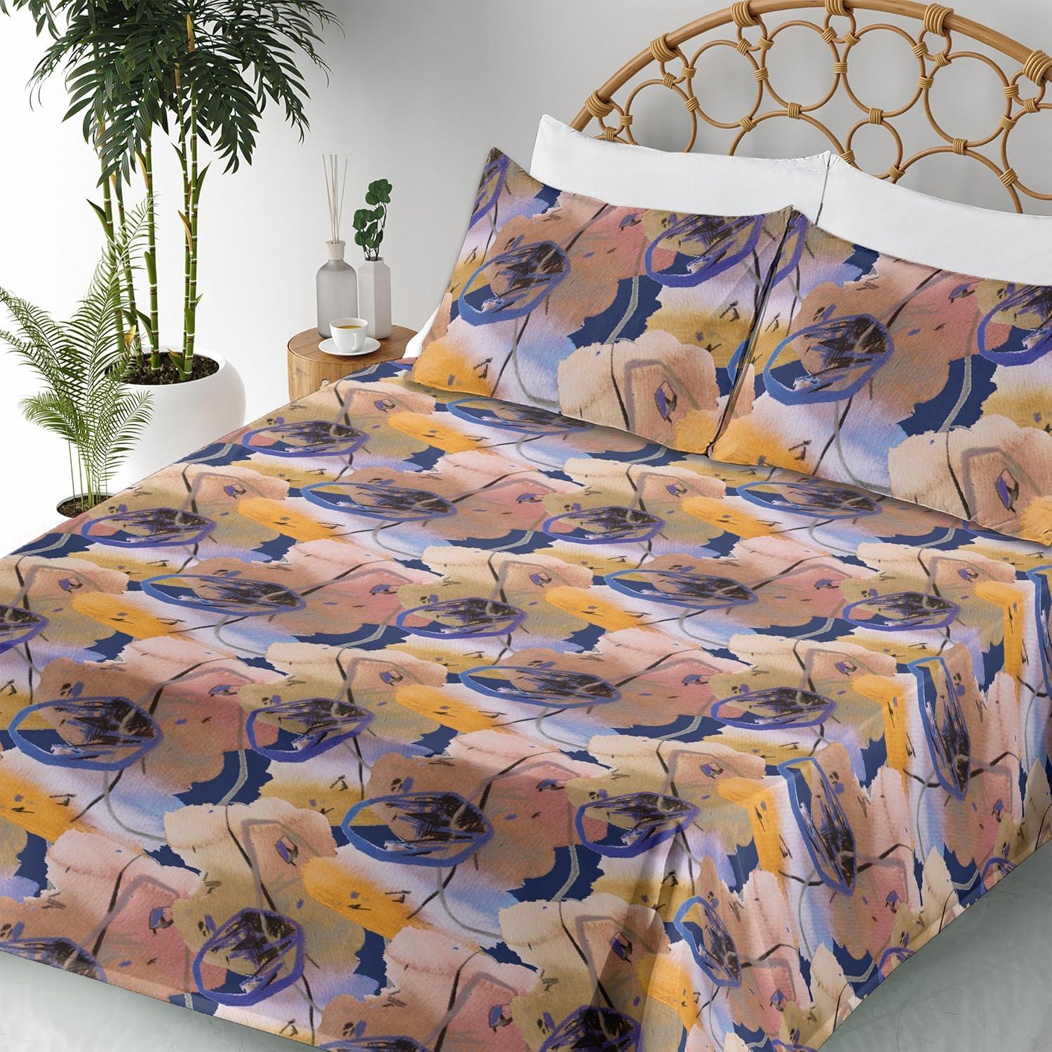 imageAmbesonne Tropical Sheet Set Neutral Colors Boho Silhouettes of Exotic Jungle Leaves Gothic Vibes Fitted and Flat Sheet with Pillowcases Bedding Accent 4 Piece Set Queen Charcoal Grey Pale GreyDark Lavender and Marigold