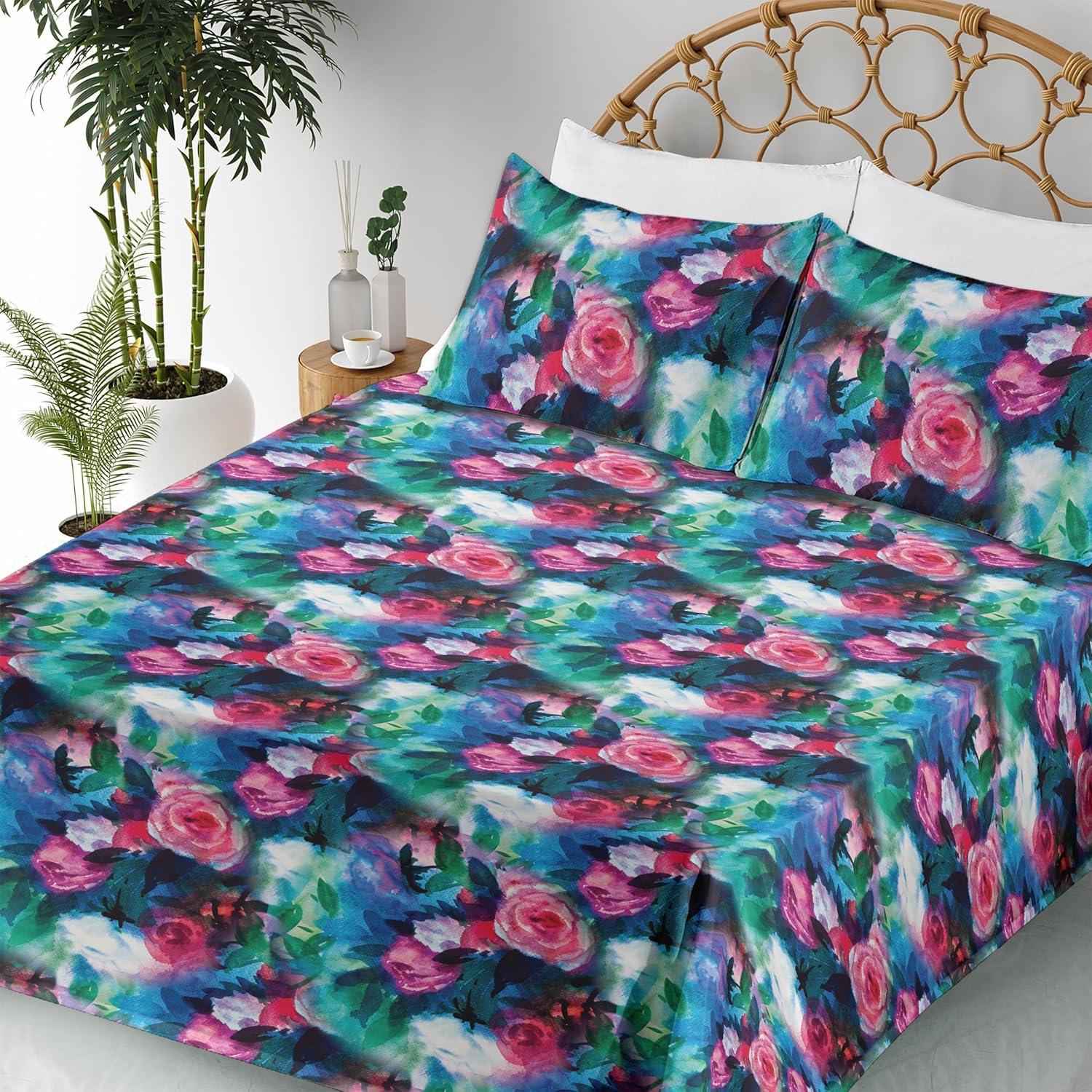 imageAmbesonne Tropical Sheet Set Neutral Colors Boho Silhouettes of Exotic Jungle Leaves Gothic Vibes Fitted and Flat Sheet with Pillowcases Bedding Accent 4 Piece Set Queen Charcoal Grey Pale GreyCoral Shamrock Green