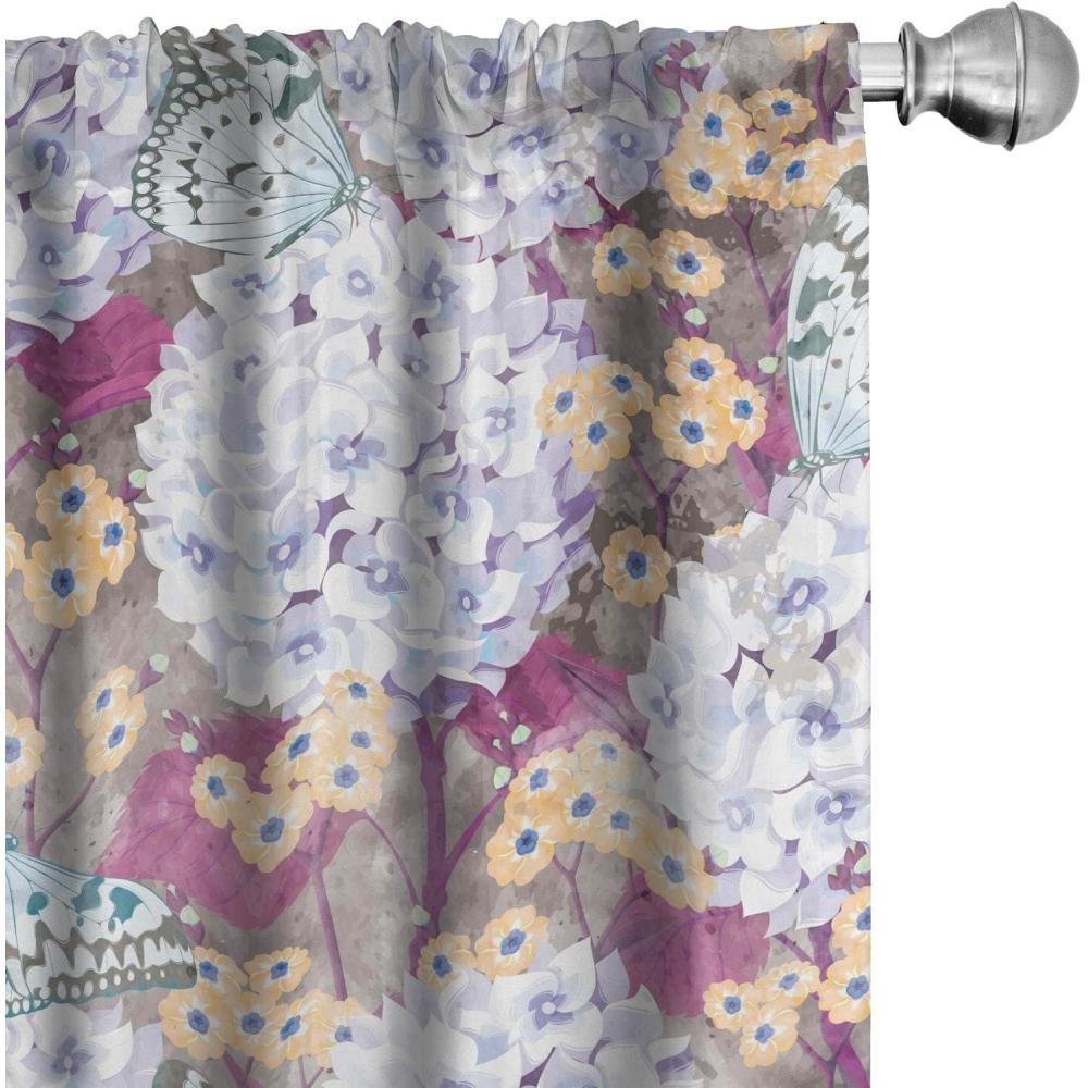 imageAmbesonne Bohemian Blooms Curtains Romantic Aura Pattern of Floral Boho with Neutral Leaves Print Window Treatments 2 Panel Set for Living Room Bedroom Pair of 28 x 95 Pale Pink Lavender BlueDark Teal and Pale Fuchsia