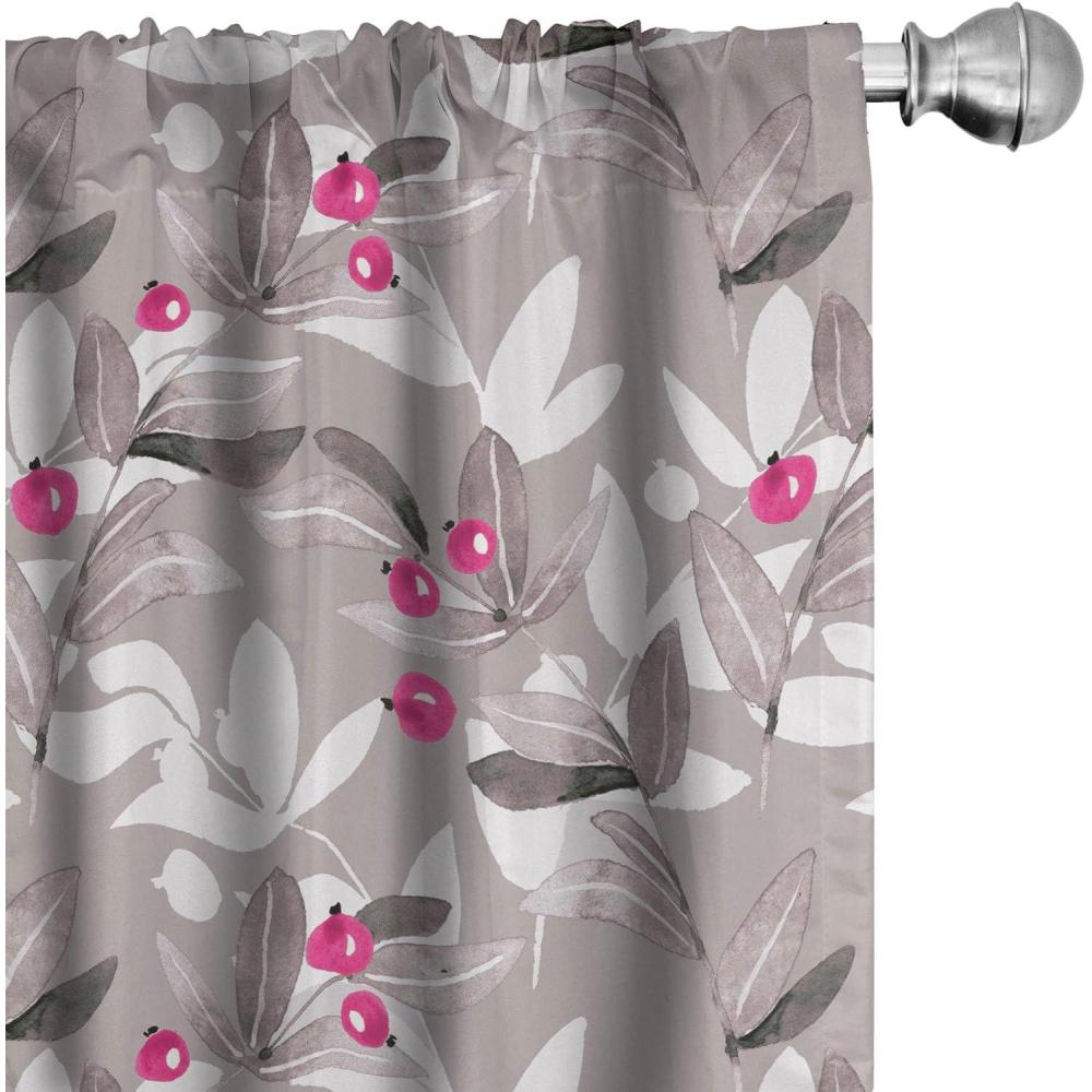 imageAmbesonne Bohemian Blooms Curtains Romantic Aura Pattern of Floral Boho with Neutral Leaves Print Window Treatments 2 Panel Set for Living Room Bedroom Pair of 28 x 95 Pale Pink Lavender BlueTaupe Grey Hot Pink Ivory