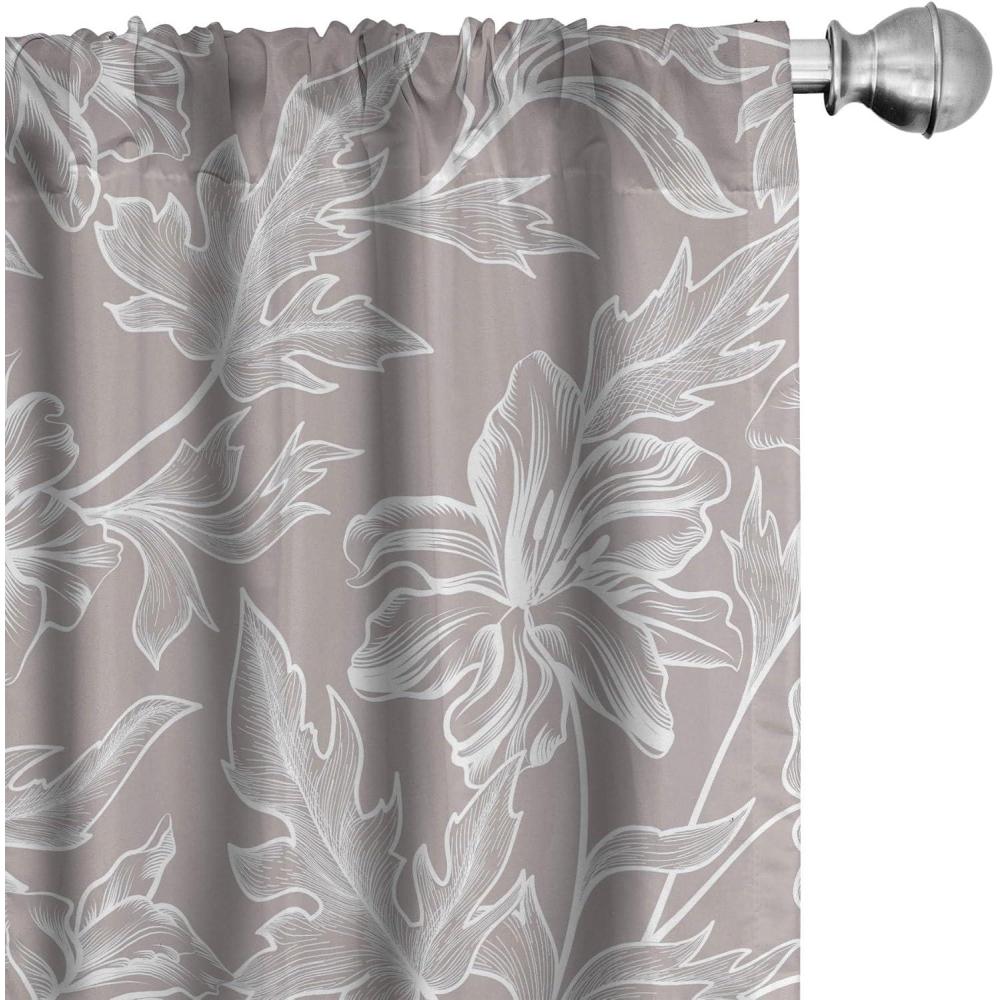 imageAmbesonne Bohemian Blooms Curtains Romantic Aura Pattern of Floral Boho with Neutral Leaves Print Window Treatments 2 Panel Set for Living Room Bedroom Pair of 28 x 95 Pale Pink Lavender BlueTaupe Grey and White