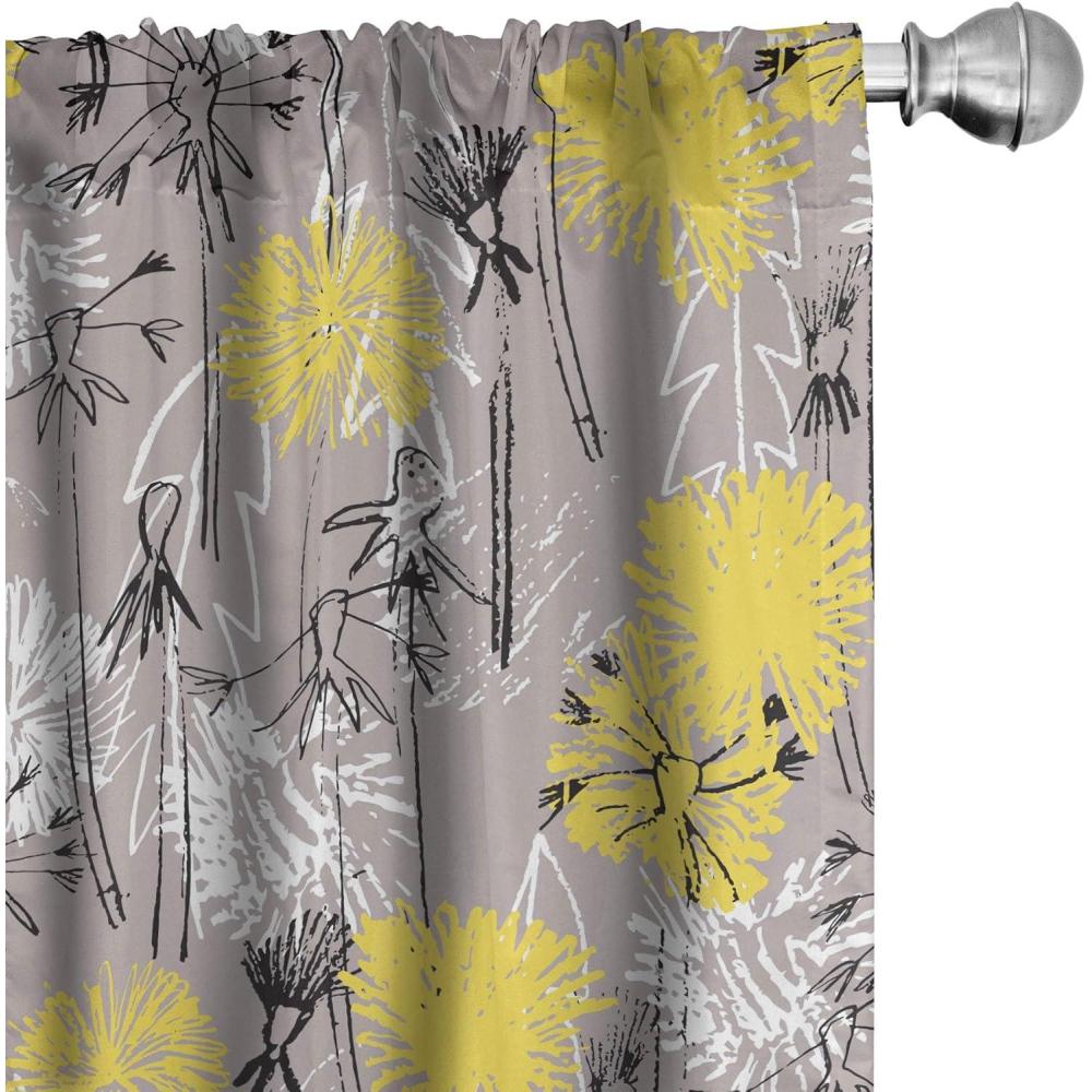 imageAmbesonne Bohemian Blooms Curtains Romantic Aura Pattern of Floral Boho with Neutral Leaves Print Window Treatments 2 Panel Set for Living Room Bedroom Pair of 28 x 95 Pale Pink Lavender BlueTaupe Grey White Yellow