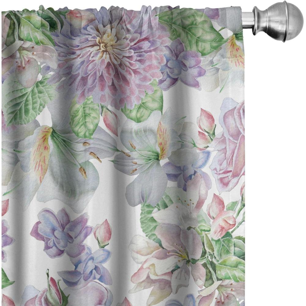 imageAmbesonne Bohemian Blooms Curtains Romantic Aura Pattern of Floral Boho with Neutral Leaves Print Window Treatments 2 Panel Set for Living Room Bedroom Pair of 28 x 95 Pale Pink Lavender BluePeacock Green and Pale Purple