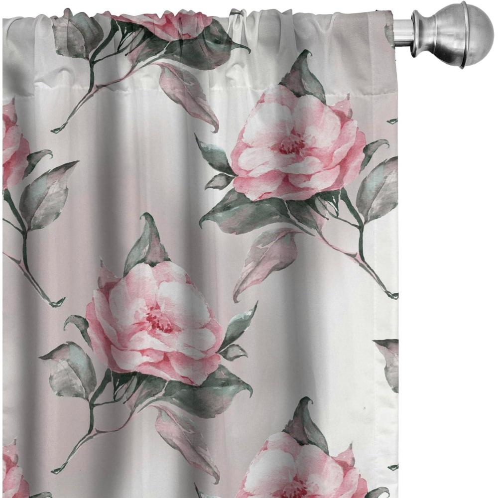 imageAmbesonne Bohemian Blooms Curtains Romantic Aura Pattern of Floral Boho with Neutral Leaves Print Window Treatments 2 Panel Set for Living Room Bedroom Pair of 28 x 95 Pale Pink Lavender BluePale Pink Laurel Green