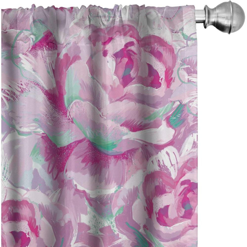 imageAmbesonne Bohemian Blooms Curtains Romantic Aura Pattern of Floral Boho with Neutral Leaves Print Window Treatments 2 Panel Set for Living Room Bedroom Pair of 28 x 95 Pale Pink Lavender BluePale Lilac Magenta