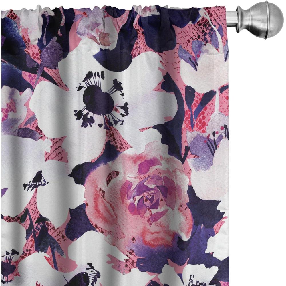 imageAmbesonne Bohemian Blooms Curtains Romantic Aura Pattern of Floral Boho with Neutral Leaves Print Window Treatments 2 Panel Set for Living Room Bedroom Pair of 28 x 95 Pale Pink Lavender BluePastel Pink Off White