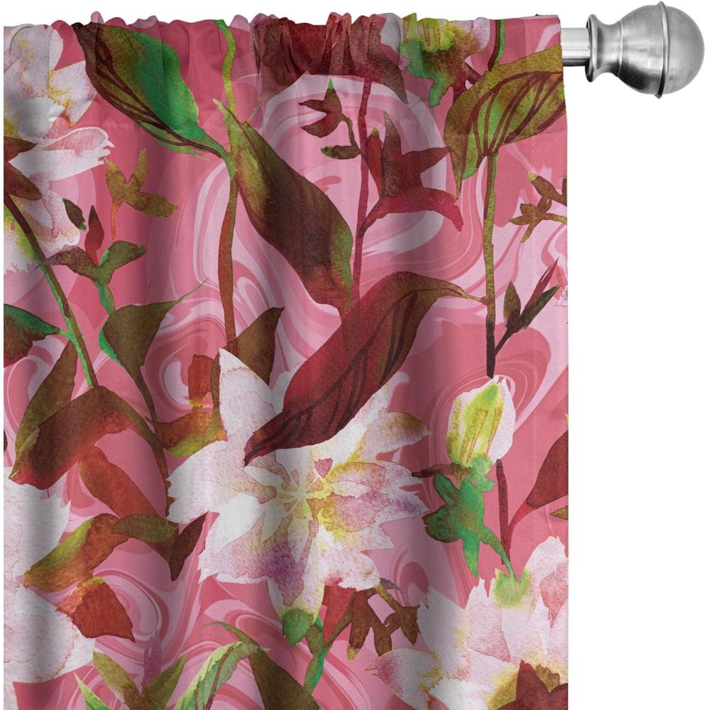 imageAmbesonne Bohemian Blooms Curtains Romantic Aura Pattern of Floral Boho with Neutral Leaves Print Window Treatments 2 Panel Set for Living Room Bedroom Pair of 28 x 95 Pale Pink Lavender BluePastel Pink Fern Green