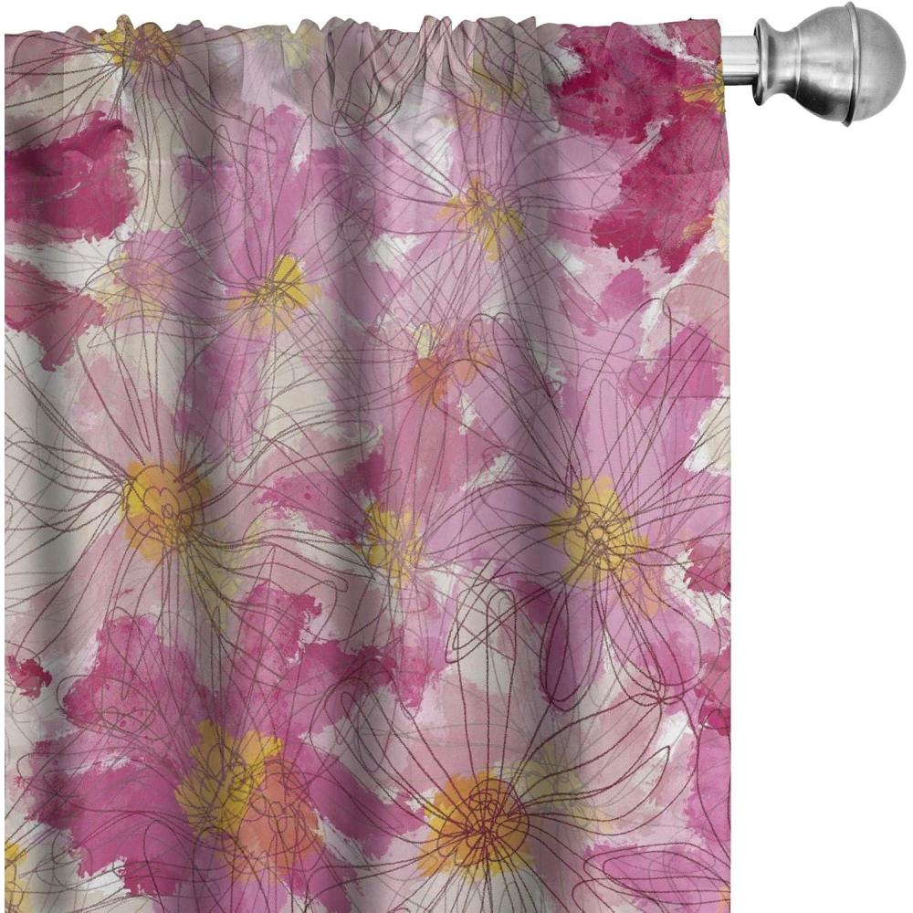 imageAmbesonne Bohemian Blooms Curtains Romantic Aura Pattern of Floral Boho with Neutral Leaves Print Window Treatments 2 Panel Set for Living Room Bedroom Pair of 28 x 95 Pale Pink Lavender BlueMagenta Pale Peach