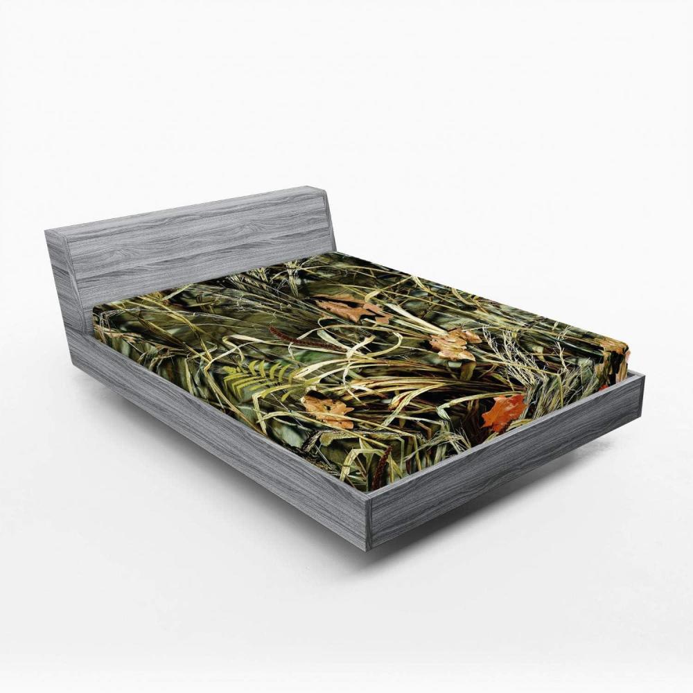 imageAmbesonne Botanical Fitted Sheet Close up Autumn Themed Nature View Photo with Sere Leaves and Herbs Bed Cover with AllRound Elastic Deep Pocket for Comfort Full Size Sage Green MulticolorSage Green Multicolor