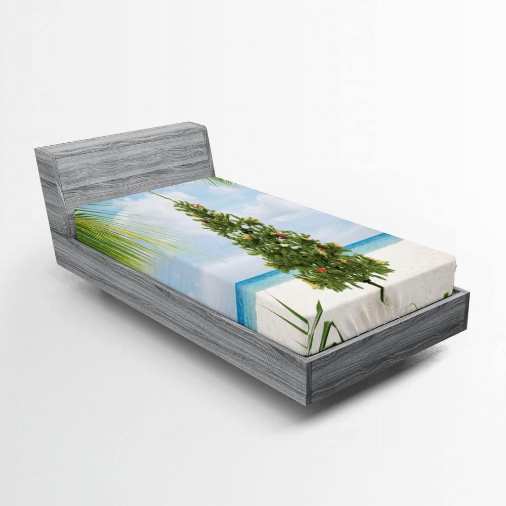 imageAmbesonne Colorful Fitted Sheet Camping Equipment Outdoor Activity Adventure in Nature Theme Bed Cover with AllRound Elastic Deep Pocket for Comfort Full Size Light GreenCream Green