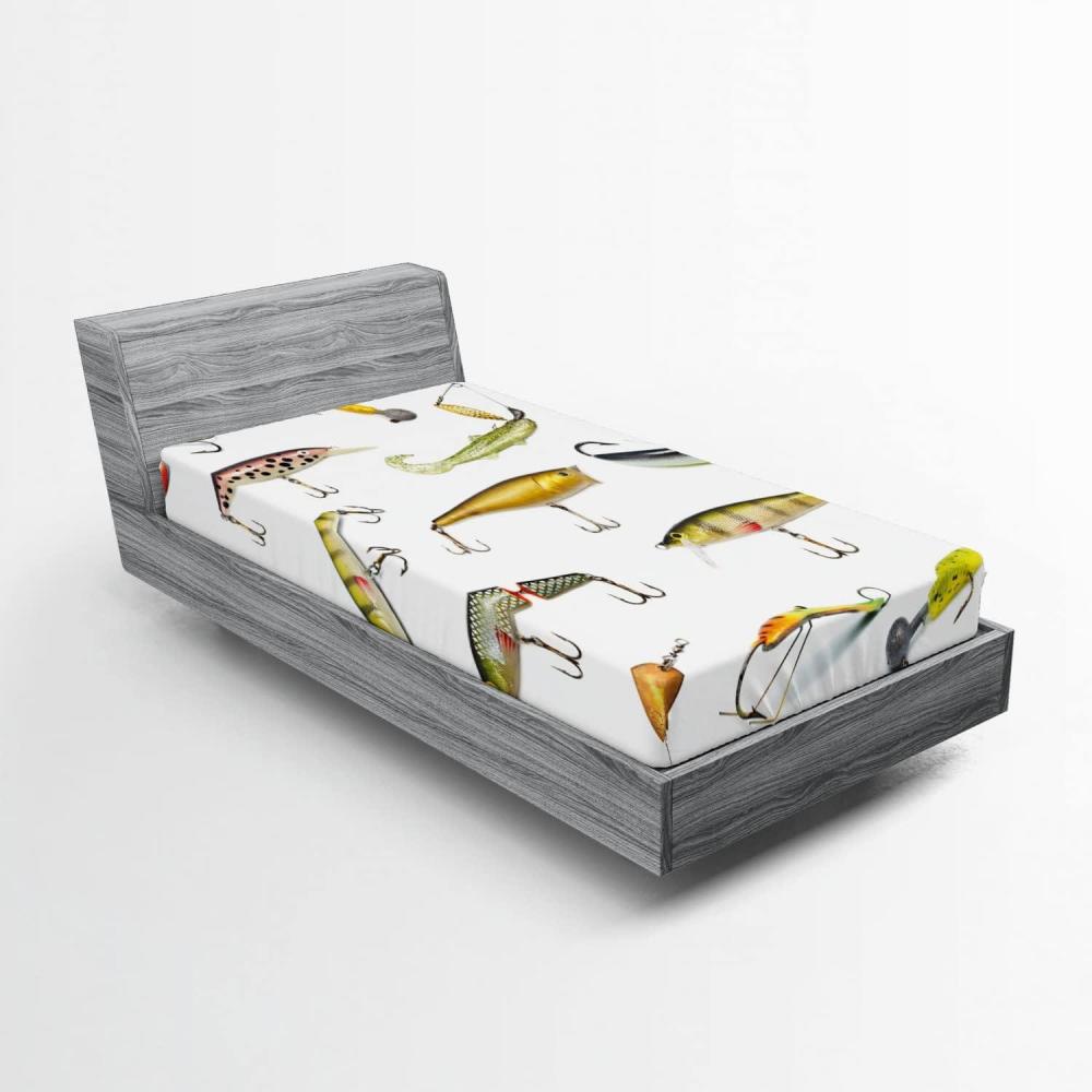 imageAmbesonne Colorful Fitted Sheet Camping Equipment Outdoor Activity Adventure in Nature Theme Bed Cover with AllRound Elastic Deep Pocket for Comfort Full Size Light GreenWhite Yellow