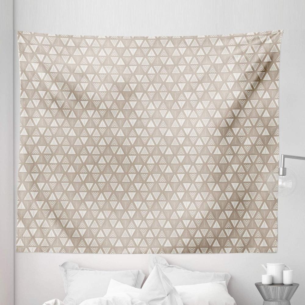 imageAmbesonne Geometric Tapestry Modern Neutral Style Pattern of Abstract Ornamental Triangles Print Fabric Wall Hanging Decor for Bedroom Living Room Dorm 30 X 45 Pale Sepia and White104L x 88W