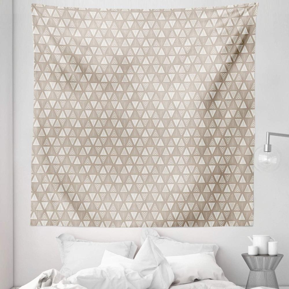 imageAmbesonne Geometric Tapestry Modern Neutral Style Pattern of Abstract Ornamental Triangles Print Fabric Wall Hanging Decor for Bedroom Living Room Dorm 30 X 45 Pale Sepia and White88L x 88W