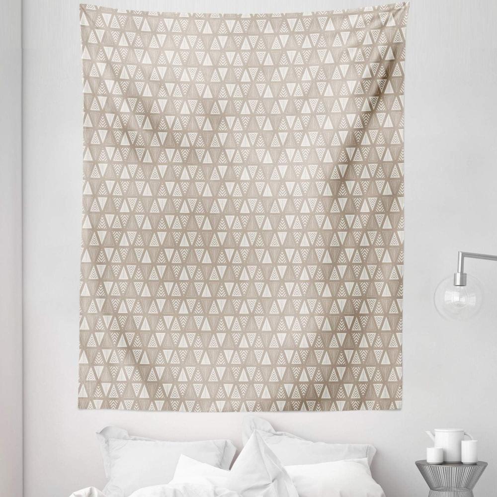 imageAmbesonne Geometric Tapestry Modern Neutral Style Pattern of Abstract Ornamental Triangles Print Fabric Wall Hanging Decor for Bedroom Living Room Dorm 30 X 45 Pale Sepia and White88L x 68W