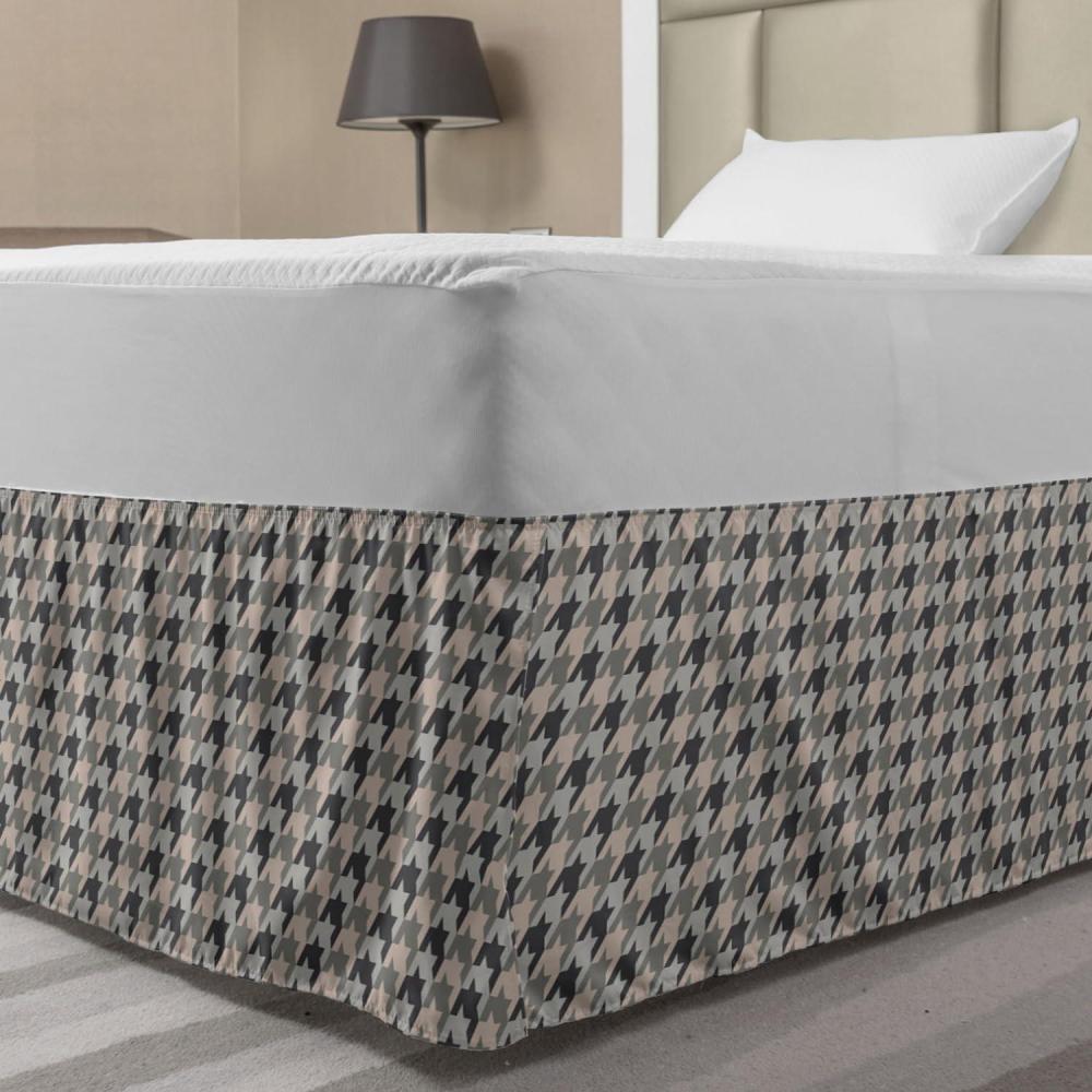 imageAmbesonne Houndstooth Bedskirt Neutral Colored Grayscale Pastel Toned Motives Continuous Pattern Art Bedroom Decor Wrap Around Elastic Bed Skirt Gathered Design TwinTwin XL Dust and Purpleblue