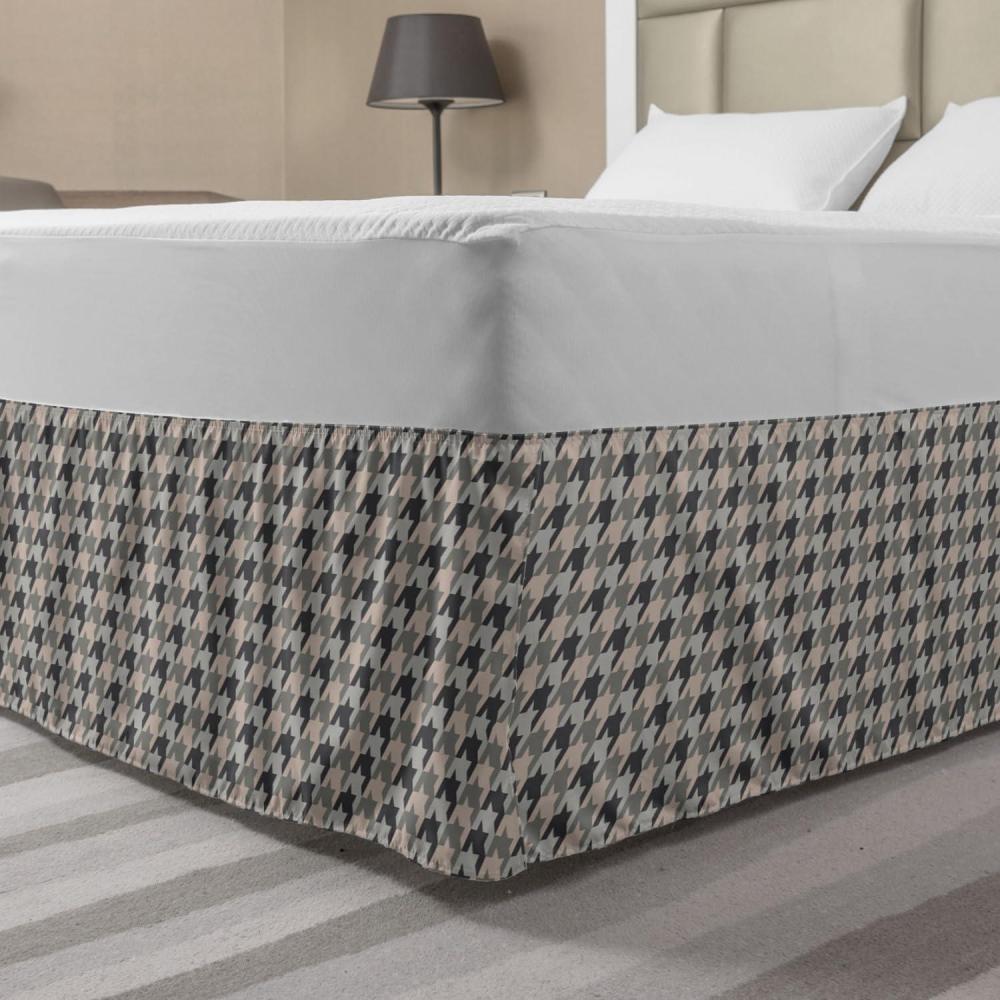 imageAmbesonne Houndstooth Bedskirt Neutral Colored Grayscale Pastel Toned Motives Continuous Pattern Art Bedroom Decor Wrap Around Elastic Bed Skirt Gathered Design Queen Dust and Purpleblue