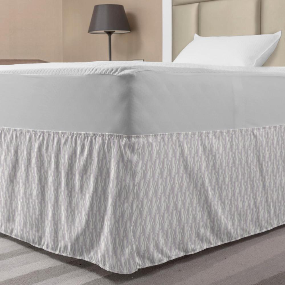 imageAmbesonne Neutral Color Elastic Bed Skirt Ornamental Vintage Leafy Elements Violet Tone Gradient Inspired Wrap Around Fabric Bedskirt Dust Ruffle for Bedroom TwinTwin XL Pale Mauve and White
