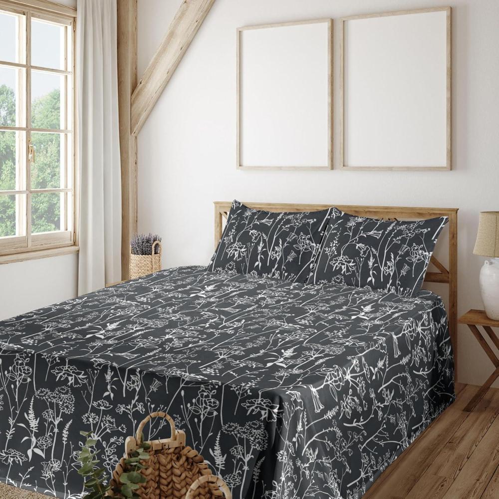 imageAmbesonne Tropical Sheet Set Neutral Colors Boho Silhouettes of Exotic Jungle Leaves Gothic Vibes Fitted and Flat Sheet with Pillowcases Bedding Accent 4 Piece Set Queen Charcoal Grey Pale GreyCharcoal White