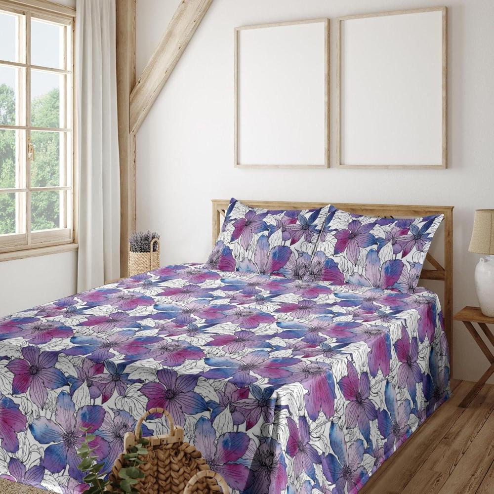 imageAmbesonne Tropical Sheet Set Neutral Colors Boho Silhouettes of Exotic Jungle Leaves Gothic Vibes Fitted and Flat Sheet with Pillowcases Bedding Accent 4 Piece Set Queen Charcoal Grey Pale GreyBlue Magenta Violet