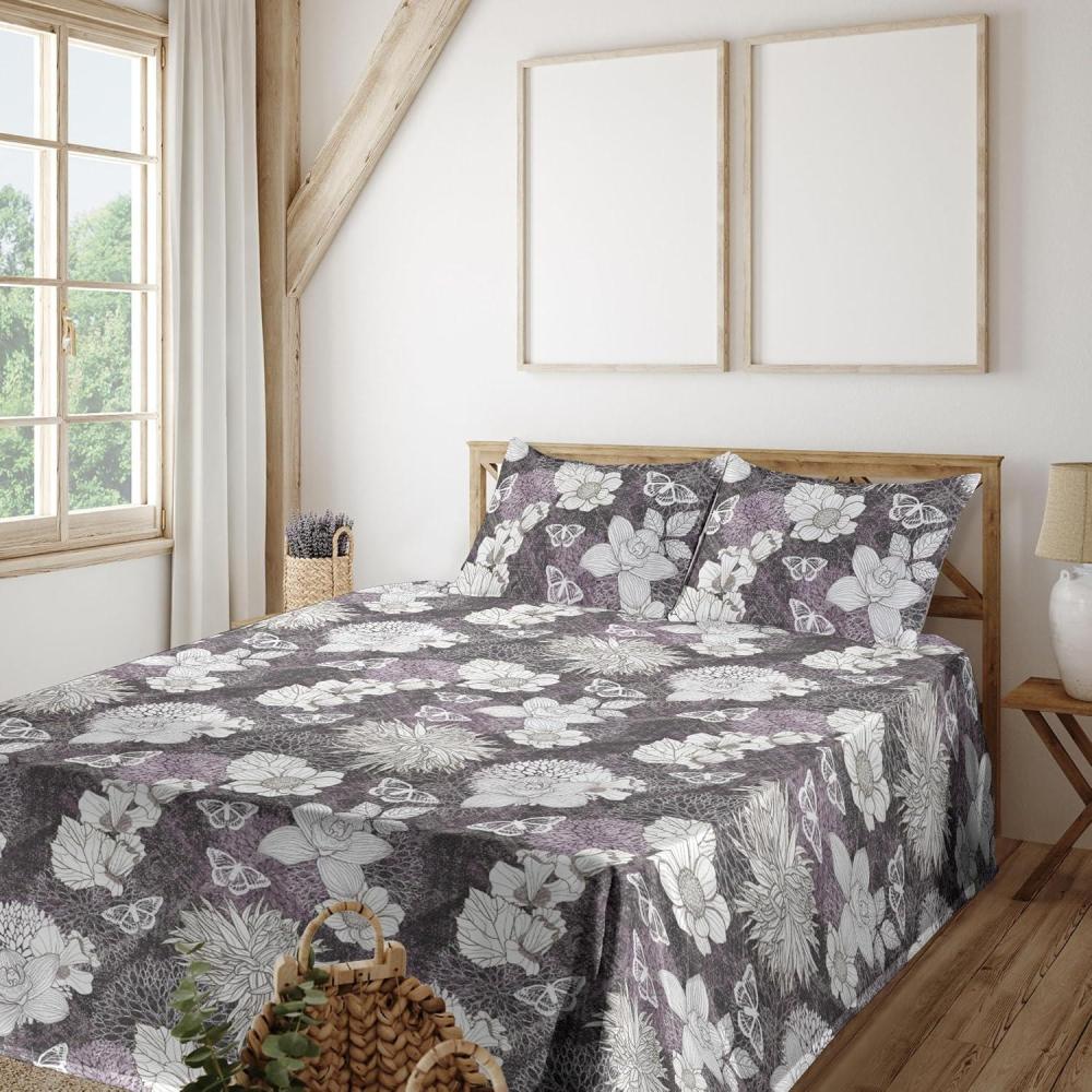 imageAmbesonne Tropical Sheet Set Neutral Colors Boho Silhouettes of Exotic Jungle Leaves Gothic Vibes Fitted and Flat Sheet with Pillowcases Bedding Accent 4 Piece Set Queen Charcoal Grey Pale GreyOff White Lilac Taupe