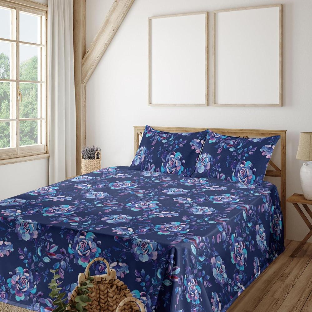 imageAmbesonne Tropical Sheet Set Neutral Colors Boho Silhouettes of Exotic Jungle Leaves Gothic Vibes Fitted and Flat Sheet with Pillowcases Bedding Accent 4 Piece Set Queen Charcoal Grey Pale GreyIndigo Sky Blue Violet