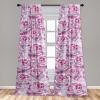 Ambesonne Bohemian Blooms Curtains, Romantic Aura Pattern of Floral Boho with Neutral Leaves Print, Window Treatments 2 Panel Set for Living Room Bedroom, Pair of – 28″ x 95″, Pale Pink Lavender Blue(Pale Lilac Magenta)