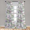 Ambesonne Bohemian Blooms Curtains, Romantic Aura Pattern of Floral Boho with Neutral Leaves Print, Window Treatments 2 Panel Set for Living Room Bedroom, Pair of – 28″ x 95″, Pale Pink Lavender Blue(Peacock Green and Pale Purple)