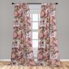 Ambesonne Bohemian Blooms Curtains, Romantic Aura Pattern of Floral Boho with Neutral Leaves Print, Window Treatments 2 Panel Set for Living Room Bedroom, Pair of – 28″ x 95″, Pale Pink Lavender Blue(Pastel Pink and Pale Redwood)