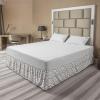Ambesonne Fall Pumpkin Bedskirt, Neutral Color Schemes Pale Fruit of Autumn Season Repetitive Pattern, Bedroom Decor Wrap Around Elastic Bed Skirt Gathered Design, King, White and Pale Tan