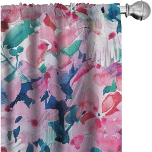 Ambesonne Bohemian Blooms Curtains, Romantic Aura Pattern of Floral Boho with Neutral Leaves Print, Window Treatments 2 Panel Set for Living Room Bedroom, Pair of – 28″ x 95″, Pale Pink Lavender Blue(Pale Pink Hot Pink Quartz)