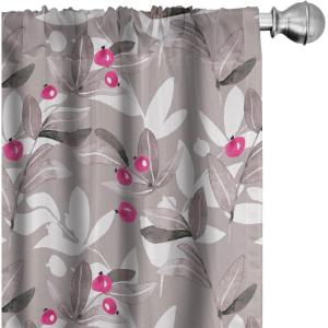 Ambesonne Bohemian Blooms Curtains, Romantic Aura Pattern of Floral Boho with Neutral Leaves Print, Window Treatments 2 Panel Set for Living Room Bedroom, Pair of – 28″ x 95″, Pale Pink Lavender Blue(Taupe Grey Hot Pink Ivory)