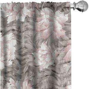 Ambesonne Bohemian Blooms Curtains, Romantic Aura Pattern of Floral Boho with Neutral Leaves Print, Window Treatments 2 Panel Set for Living Room Bedroom, Pair of – 28″ x 95″, Pale Pink Lavender Blue(Pale Salmon Taupe Grey)