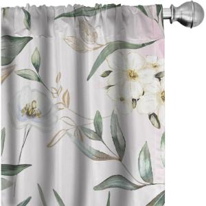 Ambesonne Bohemian Blooms Curtains, Romantic Aura Pattern of Floral Boho with Neutral Leaves Print, Window Treatments 2 Panel Set for Living Room Bedroom, Pair of – 28″ x 95″, Pale Pink Lavender Blue(Soft Pink Peacock Green)