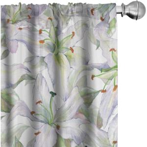 Ambesonne Bohemian Blooms Curtains, Romantic Aura Pattern of Floral Boho with Neutral Leaves Print, Window Treatments 2 Panel Set for Living Room Bedroom, Pair of – 28″ x 95″, Pale Pink Lavender Blue(Pastel Purple Lime Green)