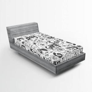 Ambesonne Cars Fitted Sheet, Vibrant Drawing Cars Driving on The Roads Traffic Urban Themed Design, Bed Cover with All-Round Elastic Deep Pocket for Comfort, Full Size, Grey Green(White Black)