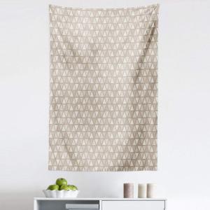 Ambesonne Geometric Tapestry, Modern Neutral Style Pattern of Abstract Ornamental Triangles Print, Fabric Wall Hanging Decor for Bedroom Living Room Dorm, 30″ X 45″, Pale Sepia and White(45″L x 30″W)