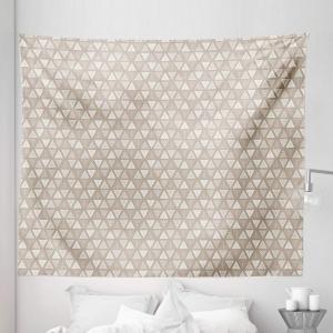 Ambesonne Geometric Tapestry, Modern Neutral Style Pattern of Abstract Ornamental Triangles Print, Fabric Wall Hanging Decor for Bedroom Living Room Dorm, 30″ X 45″, Pale Sepia and White(104″L x 88″W)