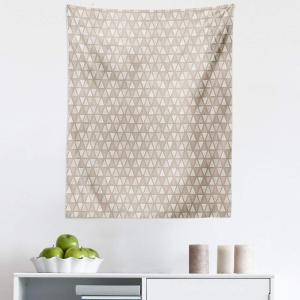 Ambesonne Geometric Tapestry, Modern Neutral Style Pattern of Abstract Ornamental Triangles Print, Fabric Wall Hanging Decor for Bedroom Living Room Dorm, 30″ X 45″, Pale Sepia and White(28″L x 23″W)