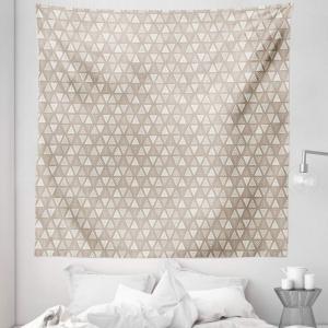 Ambesonne Geometric Tapestry, Modern Neutral Style Pattern of Abstract Ornamental Triangles Print, Fabric Wall Hanging Decor for Bedroom Living Room Dorm, 30″ X 45″, Pale Sepia and White(88″L x 88″W)